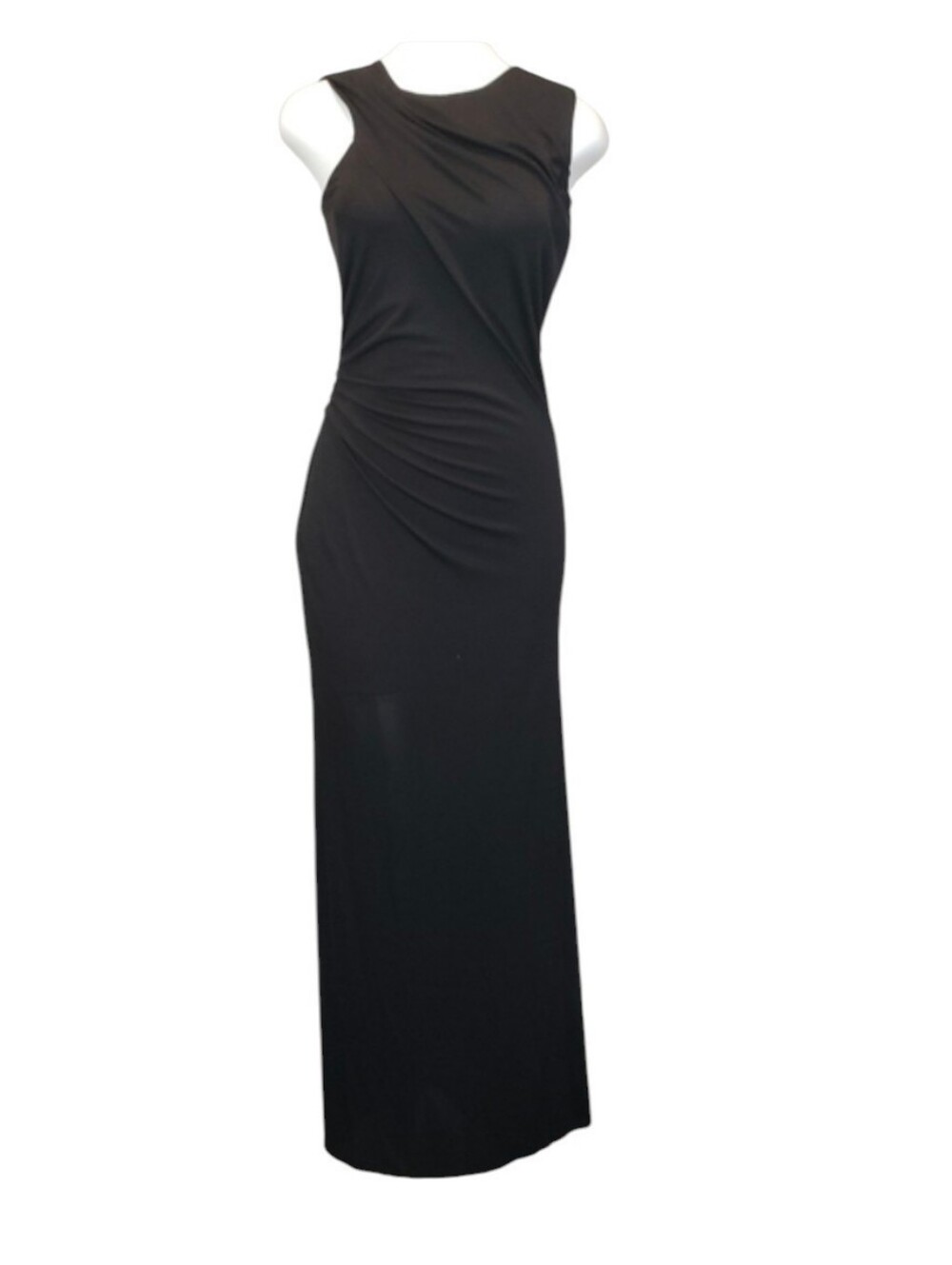 Bcbgmaxazria,Sleeveless Black Ruched Maxi Dress - Elegant Evening Wear, Size Xxs